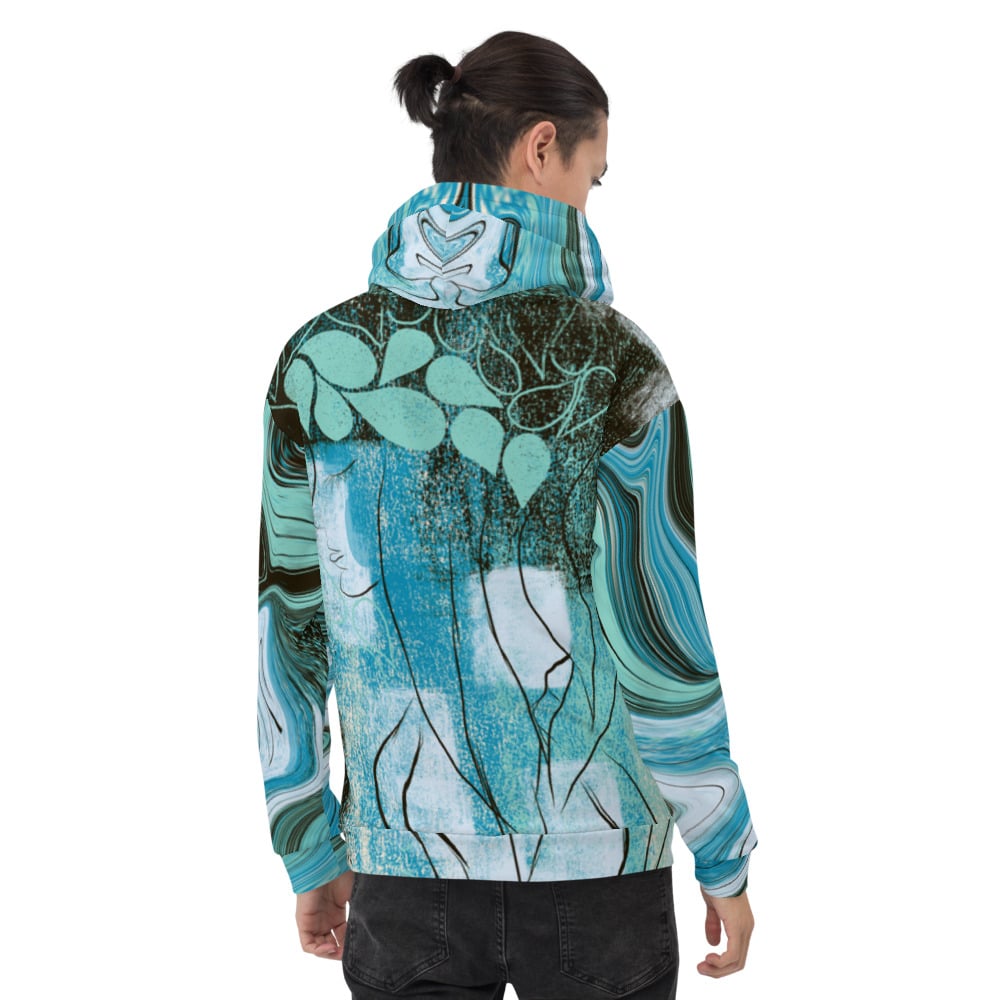 Image of limited edition - SYMBIOSIS Art-Space Unisex Hoodie blaugrün