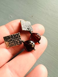 Image 10 of red garnet post earrings