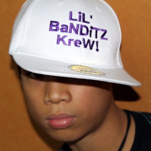 Image of White "Lil' Banditz Krew!" Flat Cap