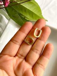 Image 2 of Medium Squared Gold Plated Hoops