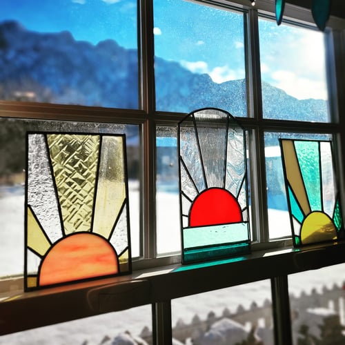 Image of Sunrise mini panel- stained glass