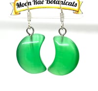 Image 1 of Green Catseye Moon Earrings 