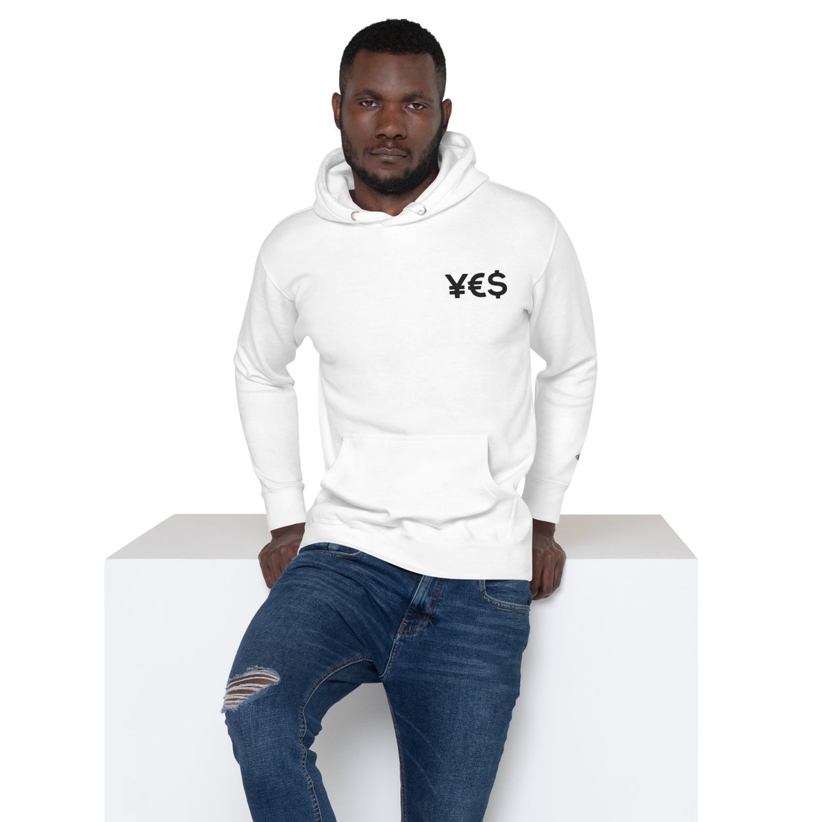 Image of ¥€$ - Embroidered Hoodie White