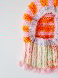 Image 7 of Sofie and Iris Striped Orange, Light Pink, Light Lavender and Pastel Multi Color Mohair Balaclava