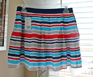 Image of Forever 21 Multicolor Striped Pleated Skirt, Size M