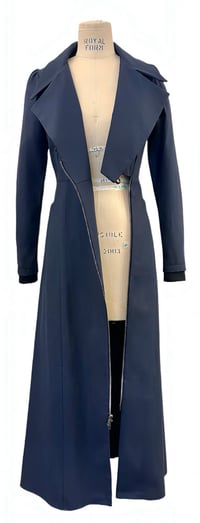 Image 5 of  McClearon Jacket-Navy asymmetrical Zip Trench jacket/Dress,  Modern Goth  with a Twist 