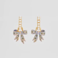 Image 1 of Fable Pearl Bow Huggie Earrings