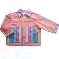 Image 1 of EZ Jacket- dusty pink cord & muted rainbow