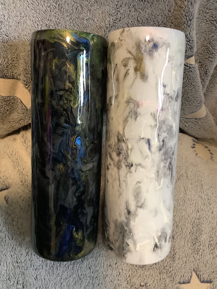 Image of #4 30oz His and Hers Chrome Marble