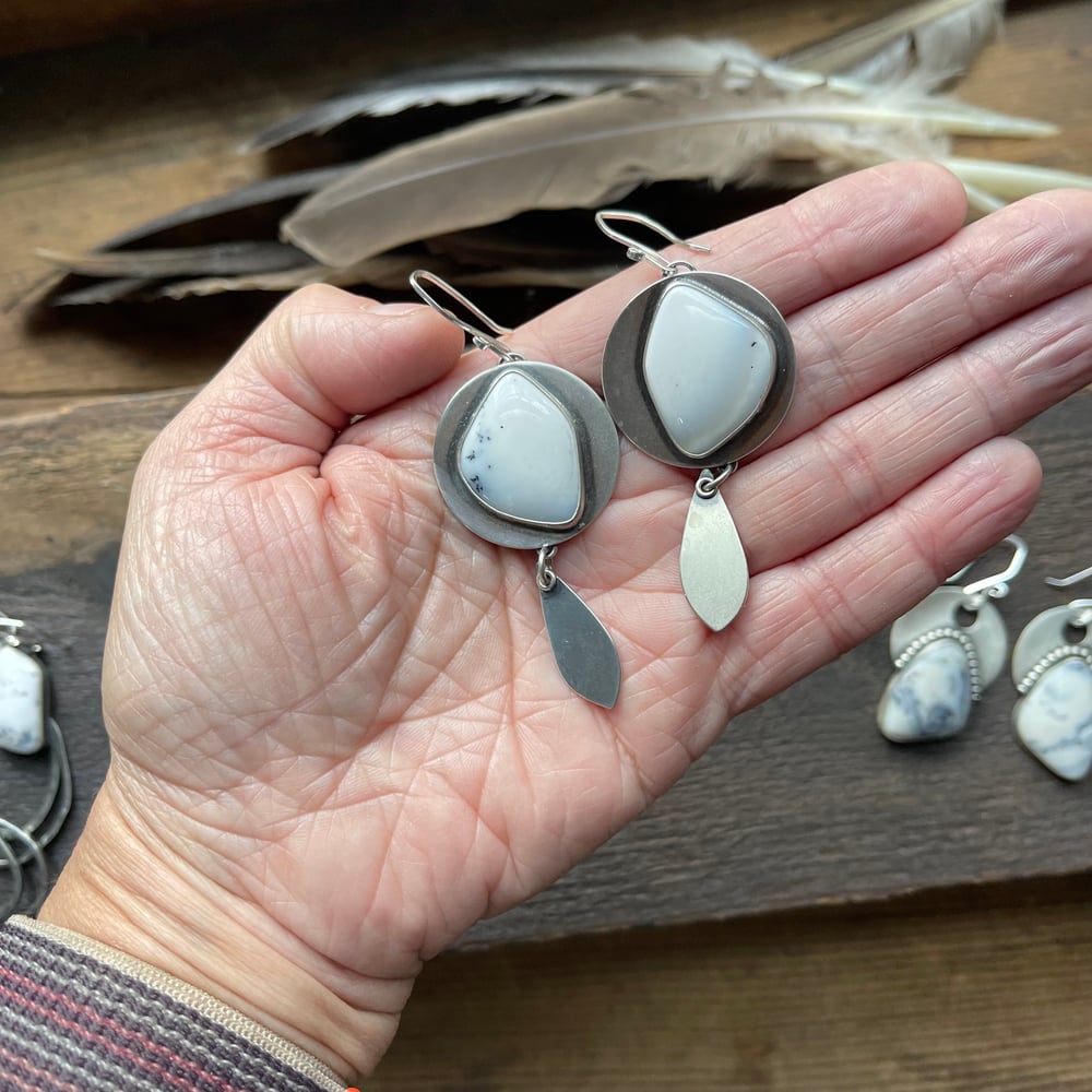 Image of Dendritic Opal Earrings: Petal (1)