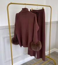 lux fox fur suit coffee 