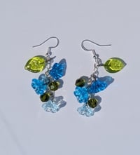 Image 3 of Glass Flower Earrings - Blue Ombre