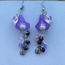 Image 2 of Floral Purple Ladybug Earrings 