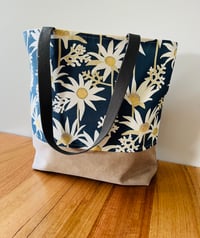 Image 3 of Fabric Tote Bag-Daisies in Navy