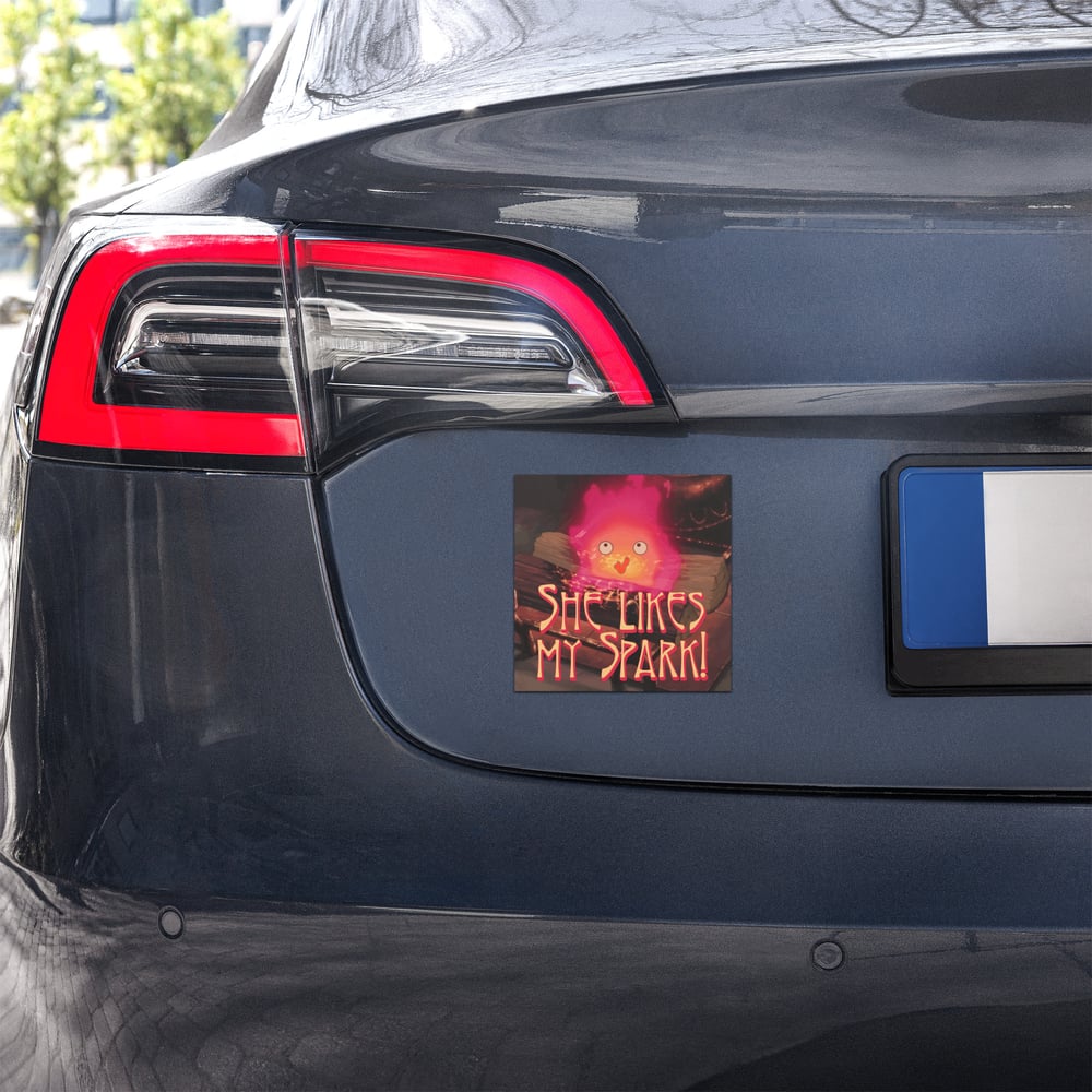 Image of She Likes My Spark Car magnet square