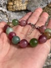 Afghan Tourmaline Hand Knotted Gemstone Bracelet with Sterling Silver Clasp, Adjustable Length