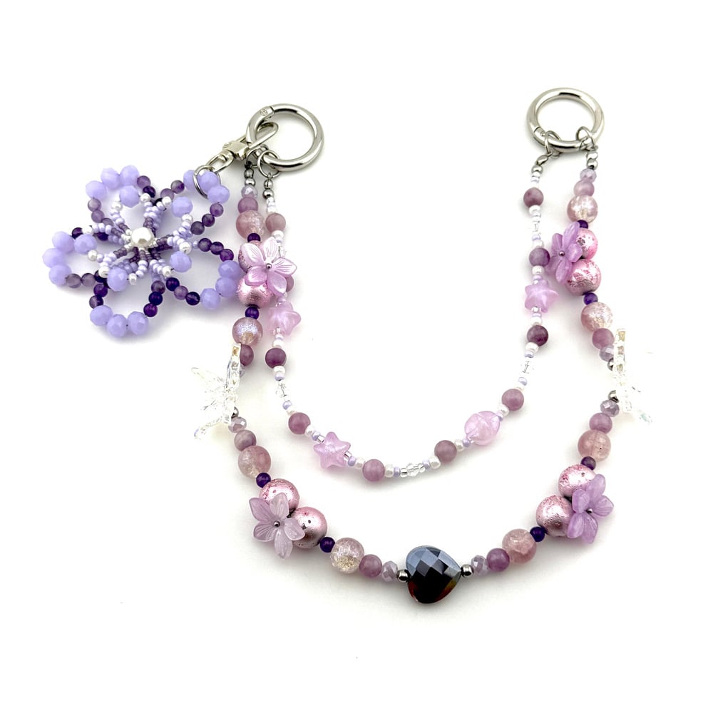 Image of Lilac Crystal Blossom Bag Chain