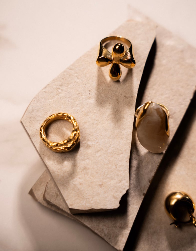 Image of ISLA Raw Textured 18CT Gold Plated Stacking Ring