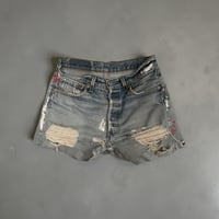 Image 1 of reworked hibiscus logo Levi’s shorts 
