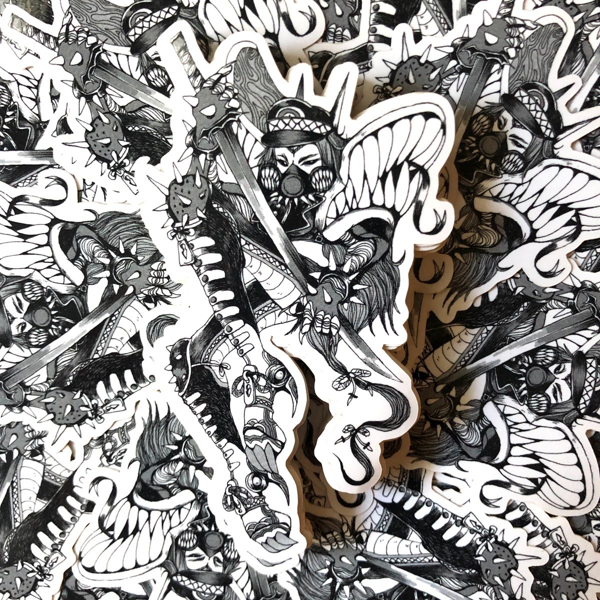 Image of Dark Metal Alien Babe Sticker