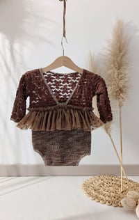 Image 3 of Photo prop | Sitter girls bodysuit for photoshoot | Lara | brown | 9-12 months