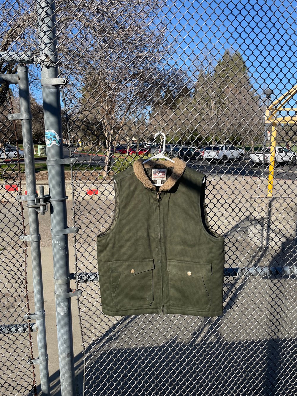 forest green sherpa collar vest