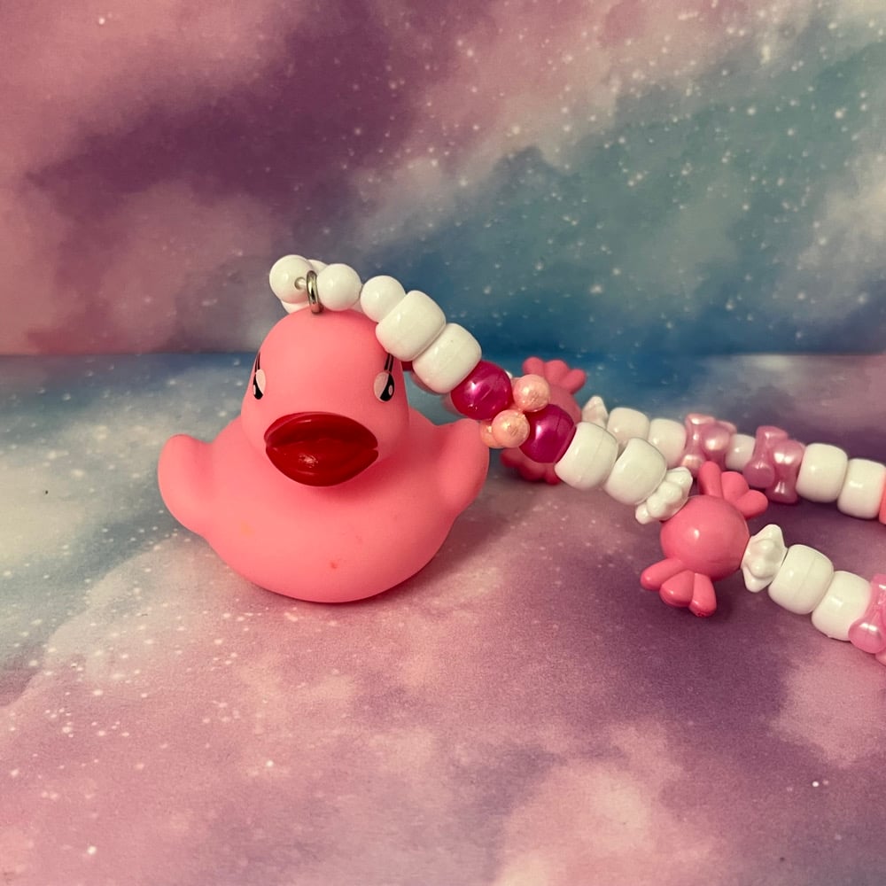 Image of Pink Rubber Ducky Kandi Necklace