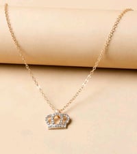 Image 1 of Rhinestone Crown Charm Necklace