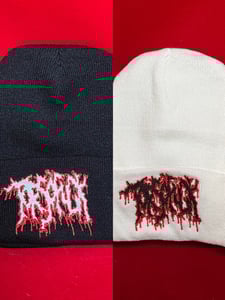 Image of *PREORDER Officially Licensed Torsofuck "Erotic Diarrhea Fantasy" BLACK/WHITE Logo Beanies!