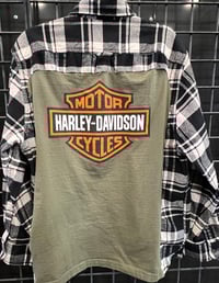 Vintage Black/White Flannel Shirt Harley Davidson