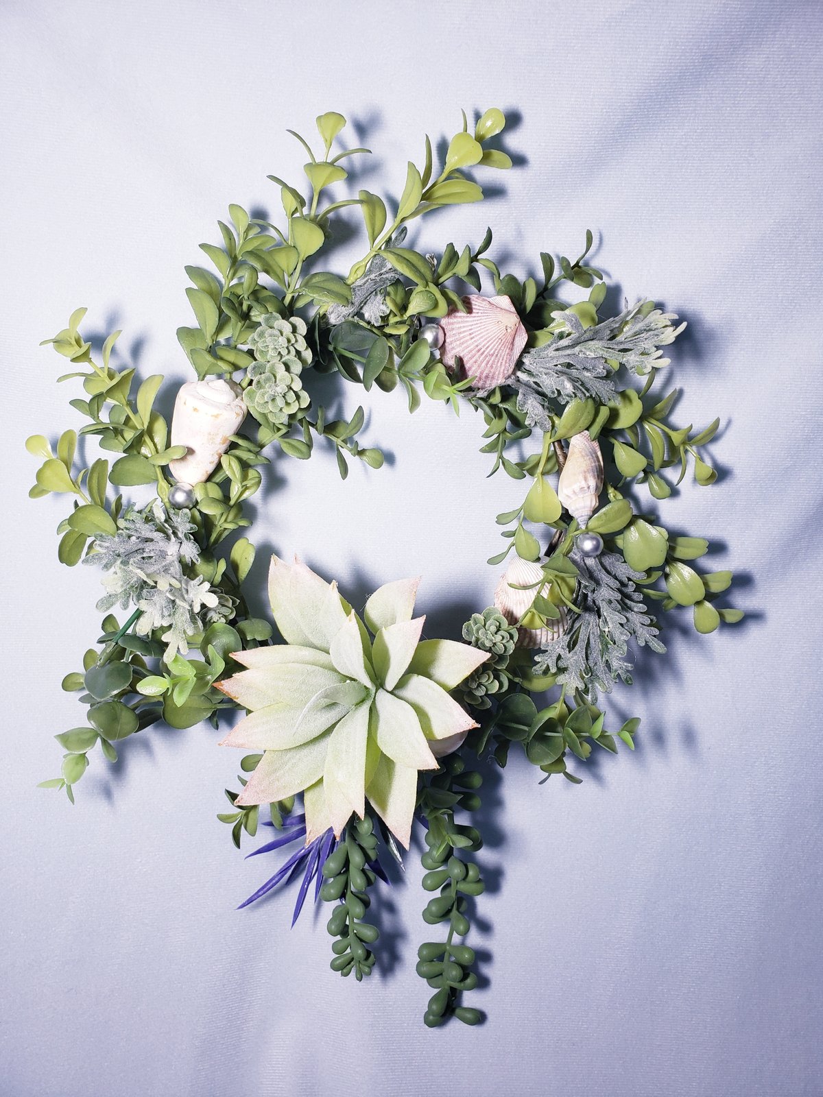 Beachy Topical Wreath with Succulent and Sea Shells