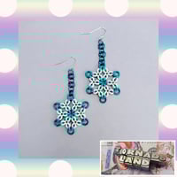 Mini Teal Snowflake Earrings 