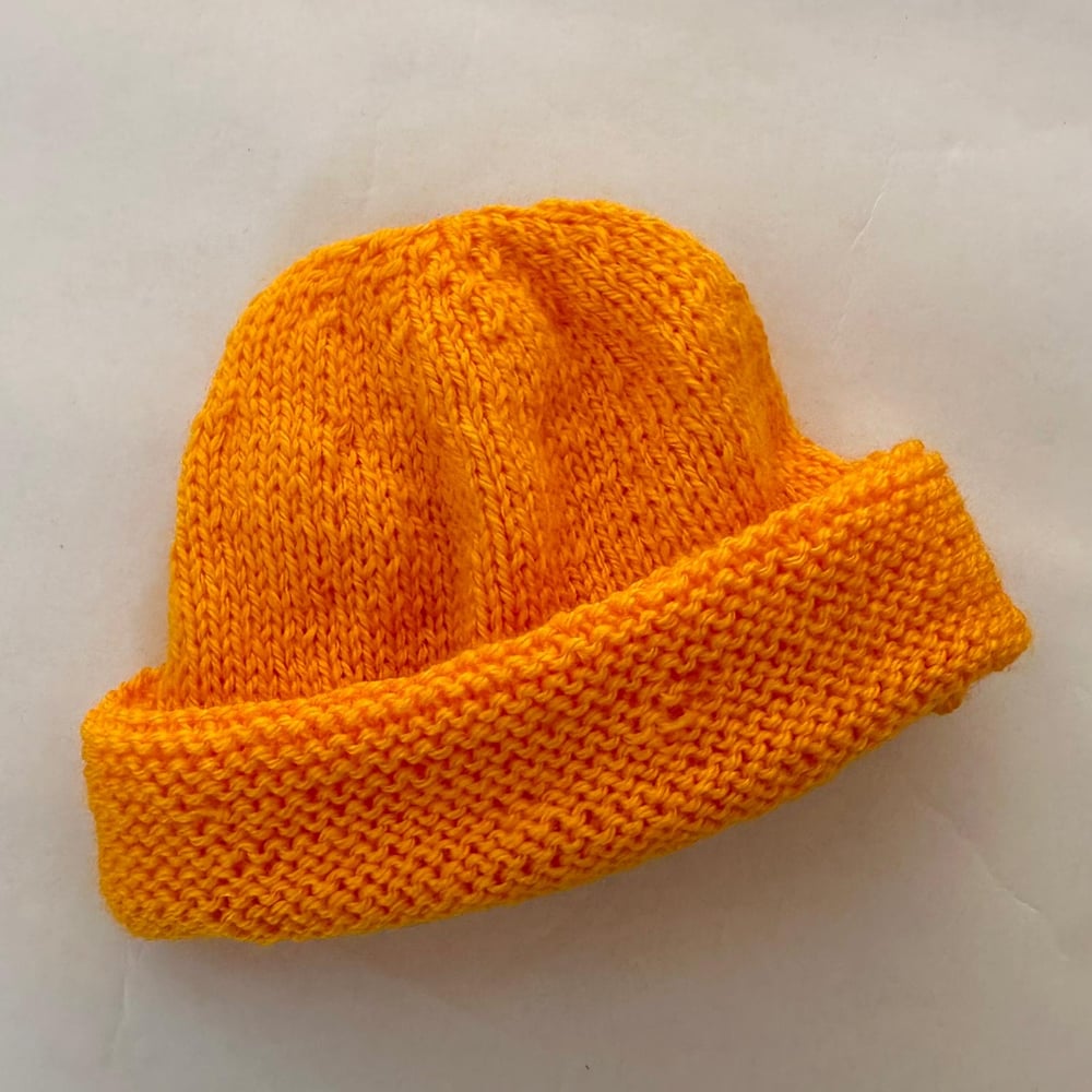 Image of Hand Knitted hat yellow newborn - 1 year