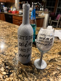 Image 1 of Glitter wine bottle and wine glass set