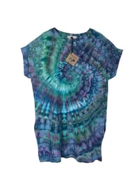 Image 2 of M 100% Cotton Short T-Shirt Dress with Pockets in Mermaid Spiral Ice Dye
