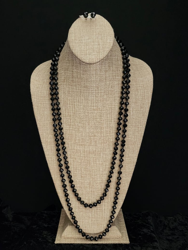 Image of Black Shiny X-Long Necklace Set 