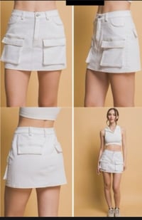 Image 2 of Patchwork skirt / White denim skirt 