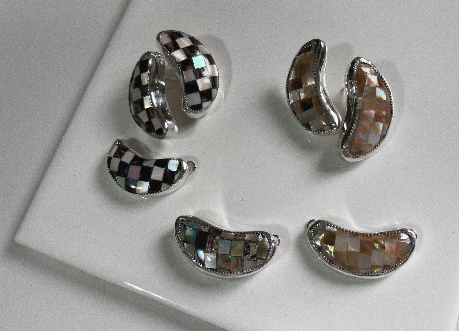 Image of Checkered Moon Studs