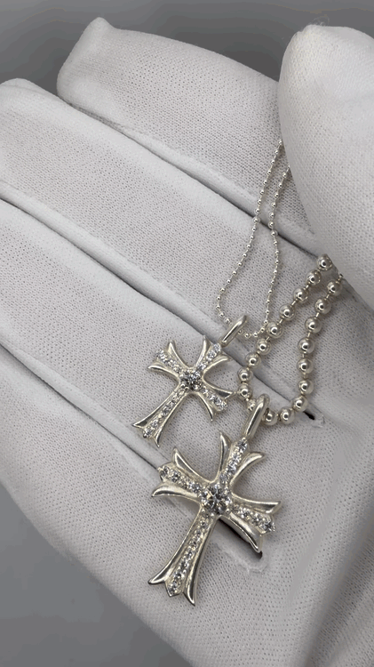 Image of WG Double Sided Diamond Cross Pendant (Size 2)