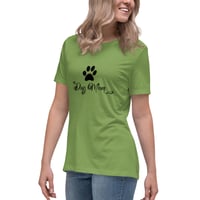 Image 8 of Women's Relaxed T-Shirt, Dog Mom T-Shirt | Paw Print Dog Lover Script Graphic Tee