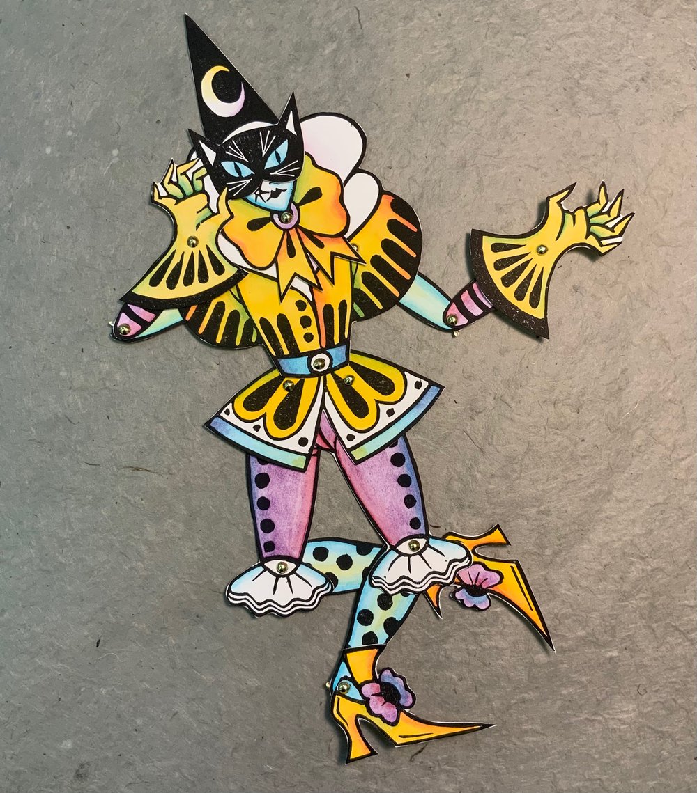 Cut-out-and-keep paper clowns, cat mask