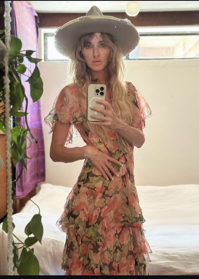 1920s tissue silk chiffon peony dress