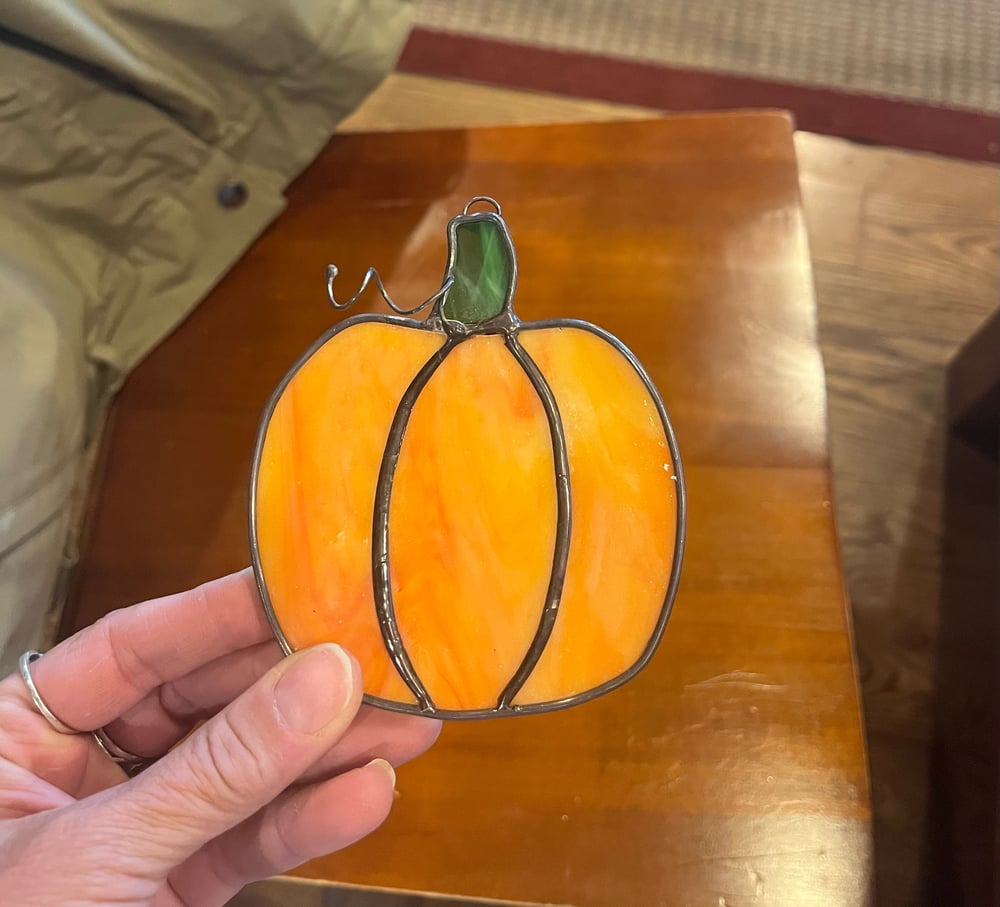 Image of Pumpkin- glass & solder, stained glass