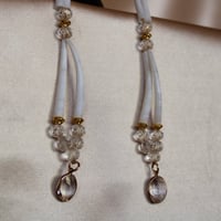 Image 3 of 3 tier simple Dentalium earrings (white)