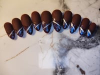Image 2 of Burgundy and Blue Press on Nails 