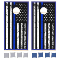 Image 6 of Cornhole Set Police Theme Flag 