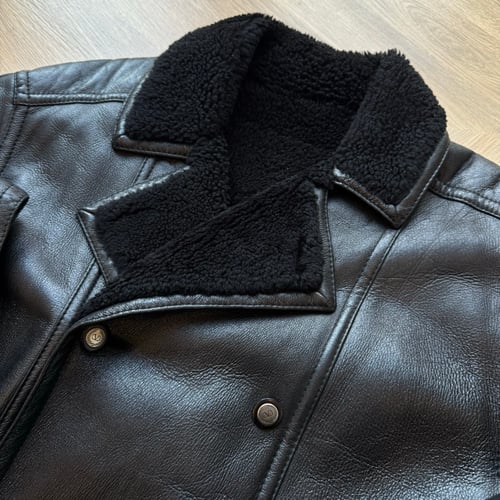 Image of 1980s Valentino Leather Shearling Jacket, Size XL