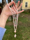 Pink Conch Shell Mala, Queen Conch Shell 108 Bead Japa Mala Hand Knotted Shell Necklace