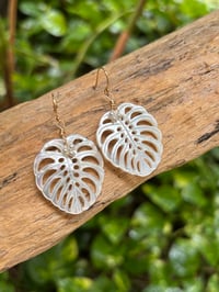 Image 1 of monstera earrings in 14kGF