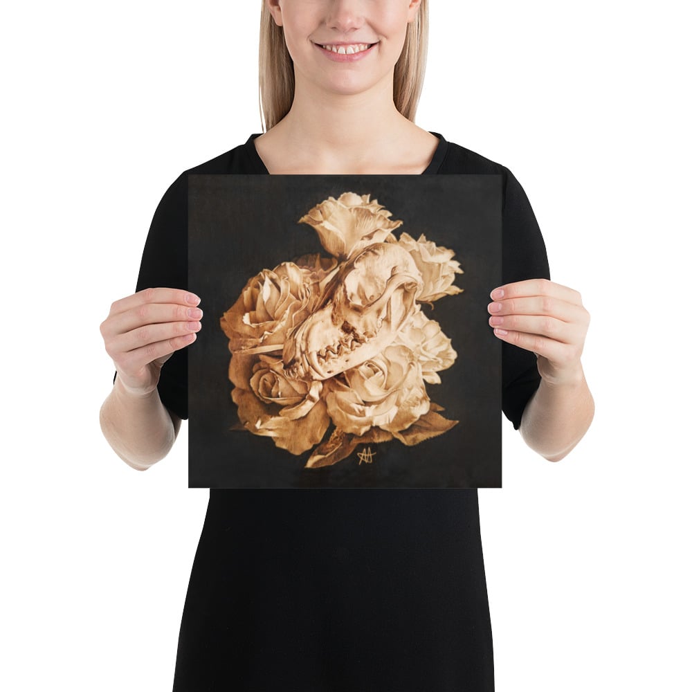 Photo Print: Fox Skull and Roses